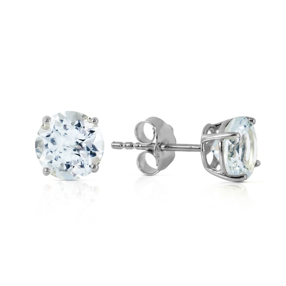 Galaxy Gold Products Jewelry - GOLD STUD EARRINGS WITH NATURAL AQUAMARINES